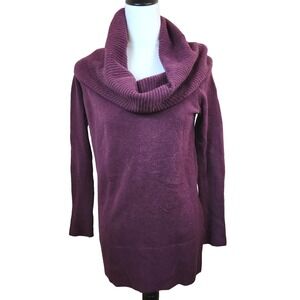 Halogen Womens XS Merino Wool Blend Cowl Neck‎ Sweater Burgundy Ribbed Cozy NEW